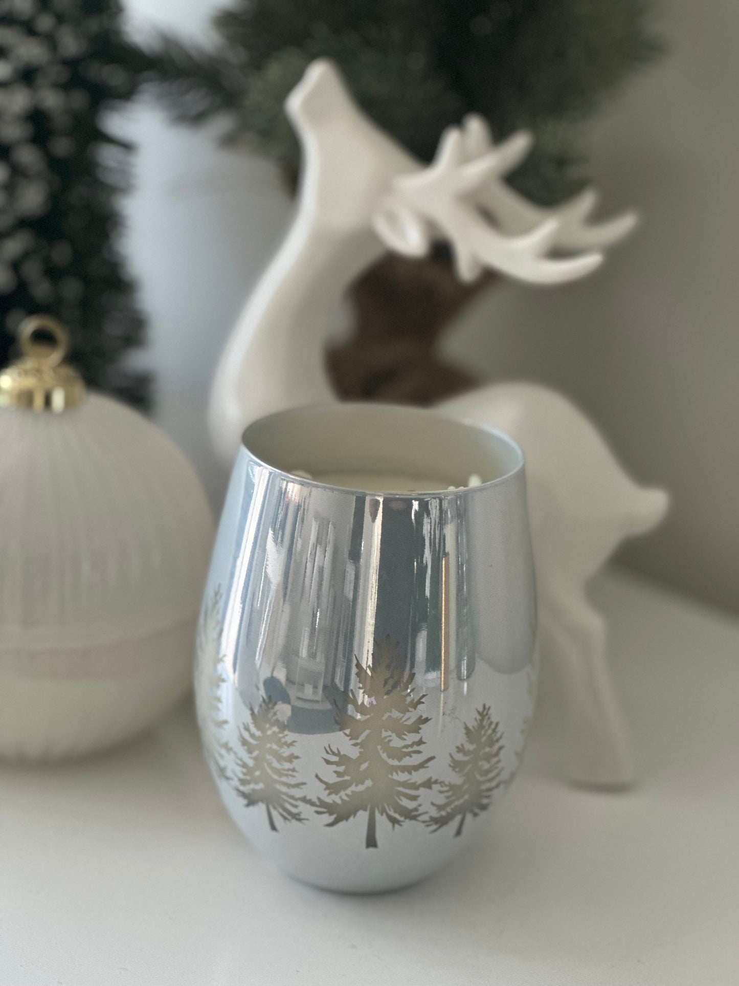 Christmas Tree Silver Jar